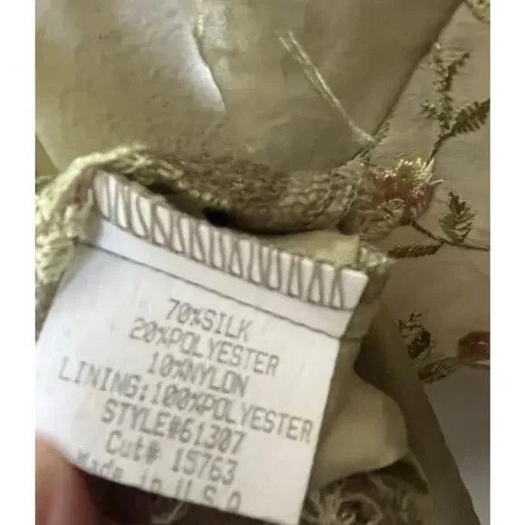 Vintage Spencer Alexis Silk Skirt Top Set Green Lace Velvet Burnout Size 12 - Picture 11 of 12